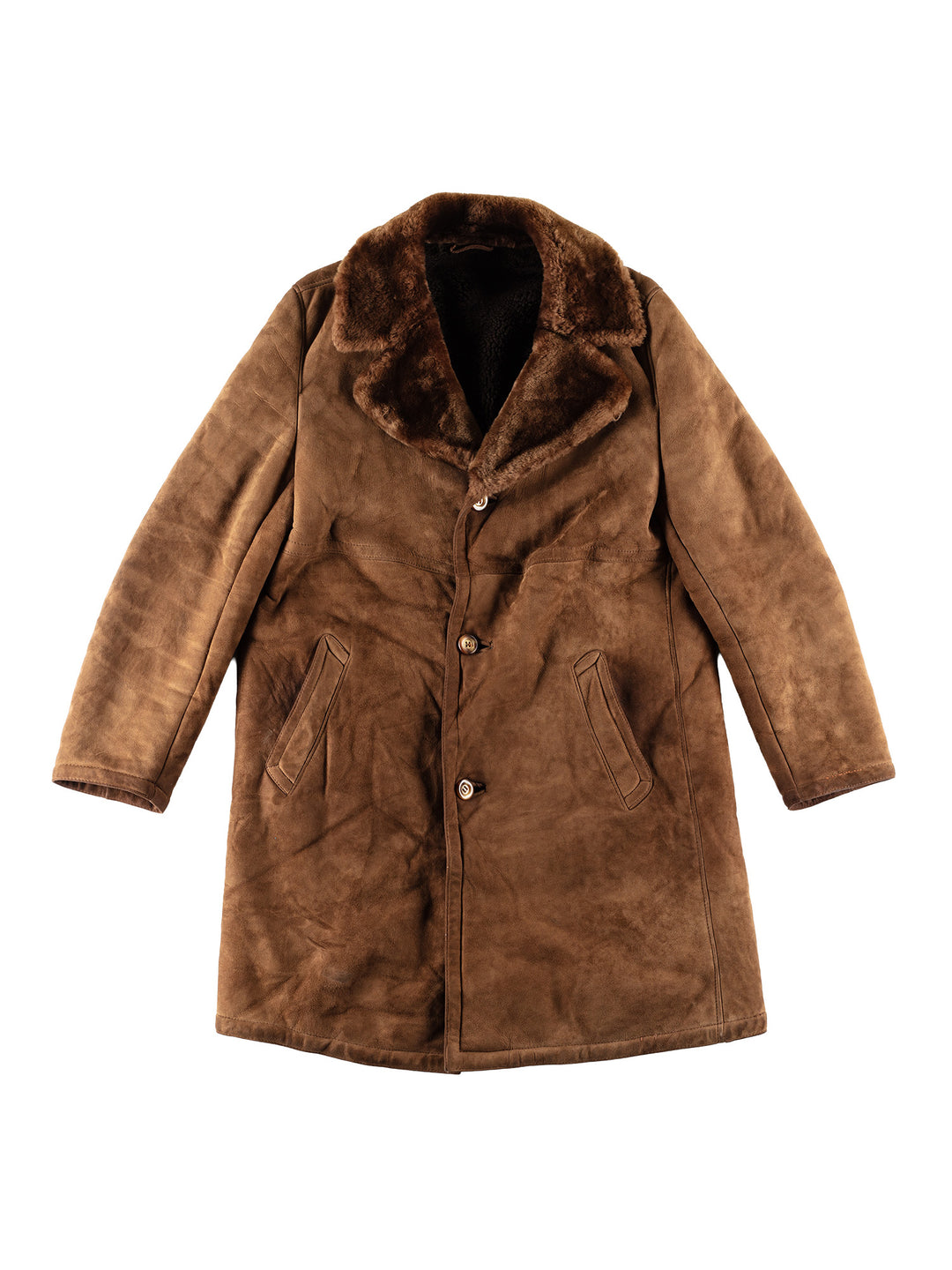 Vintage 80's Men Sheepskin Coat in BrownVN752t