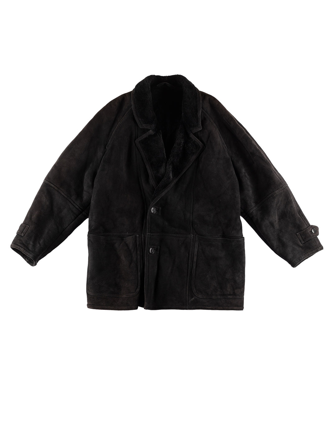 Vintage 80's Men Sheepskin Coat in BlackVN444