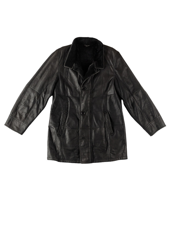 Vintage 80's Men Sheepskin Coat in BlackVN519