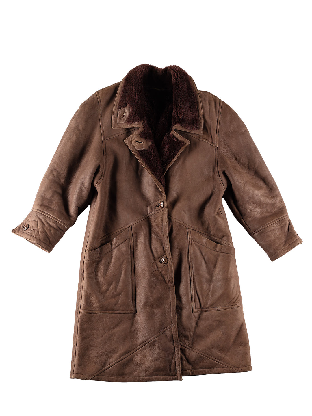 Vintage 80's Women Sheepskin Coat in BrownMN693