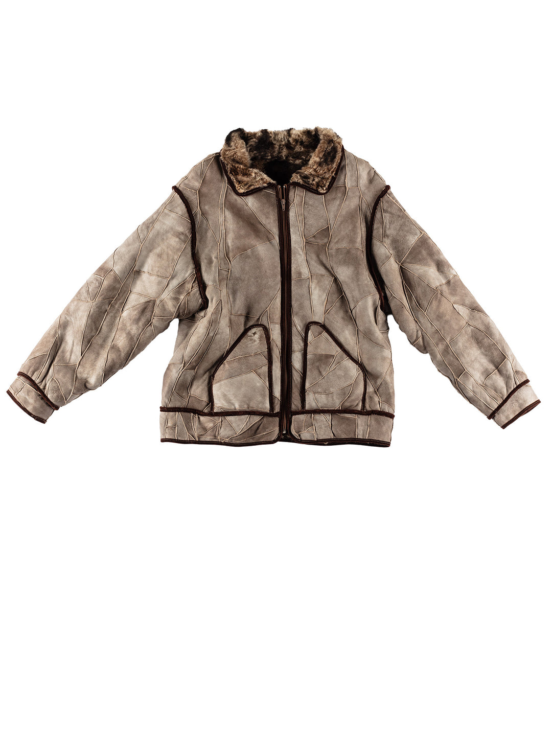 Vintage 80's Women Sheepskin Coat in GrayMN484
