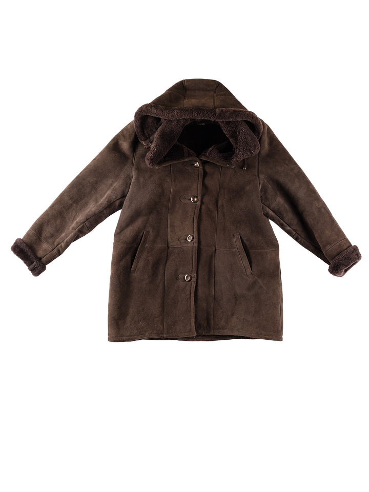 Vintage 80's Women Sheepskin Coat in BrownMN306