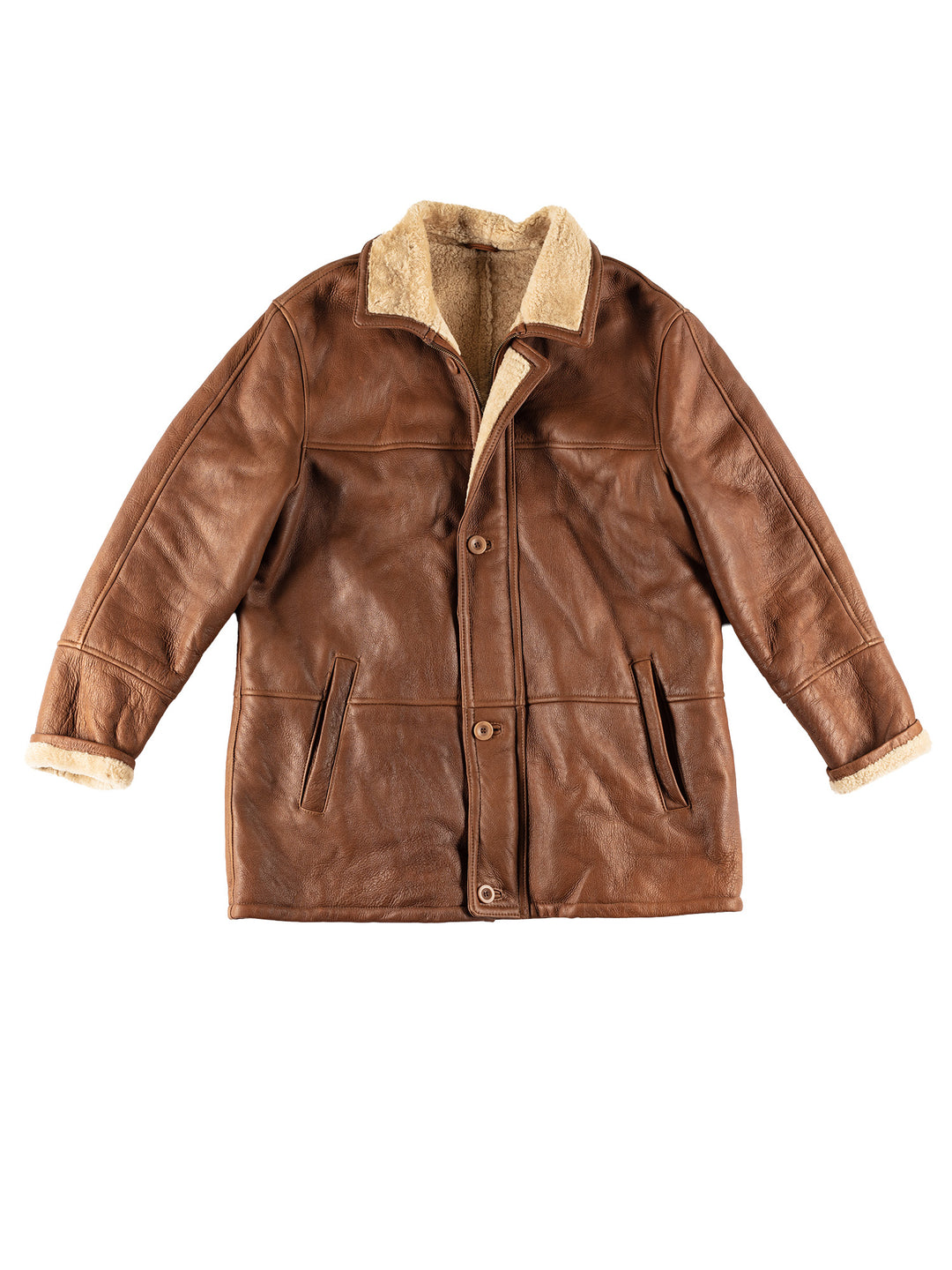 Vintage 80's Men Sheepskin Coat in BrownMN742