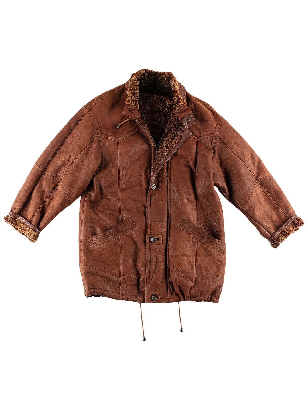 Vintage 80's Men Sheepskin Coat in BrownVN466