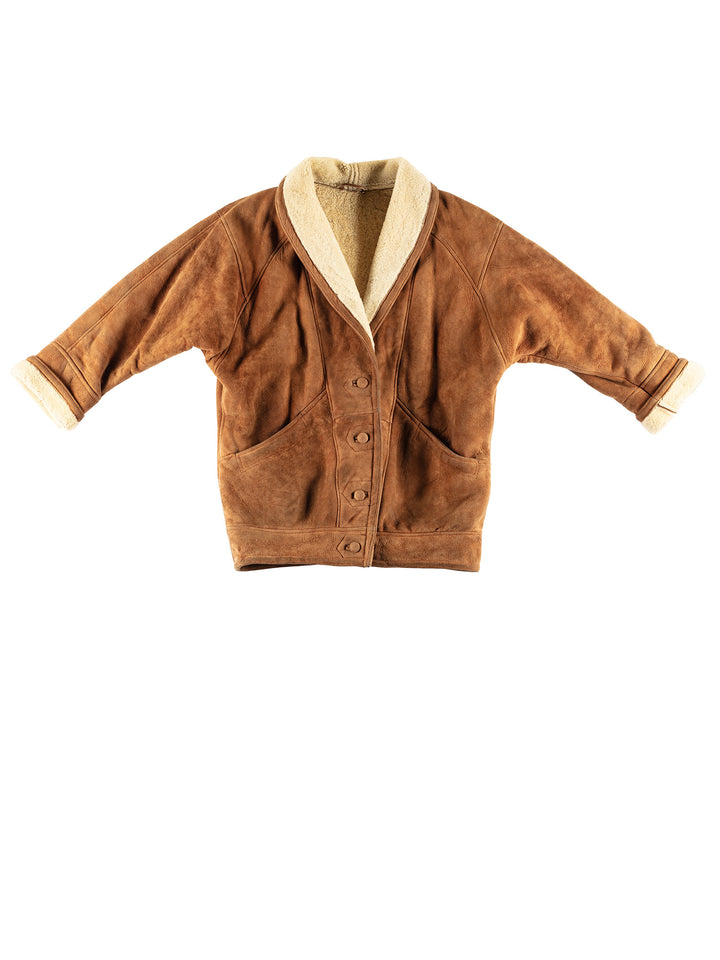Vintage 80's Women Sheepskin Coat in BrownMN397