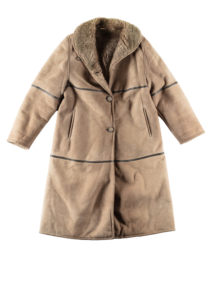 Vintage 80's Women Sheepskin Coat in BeigeMN700