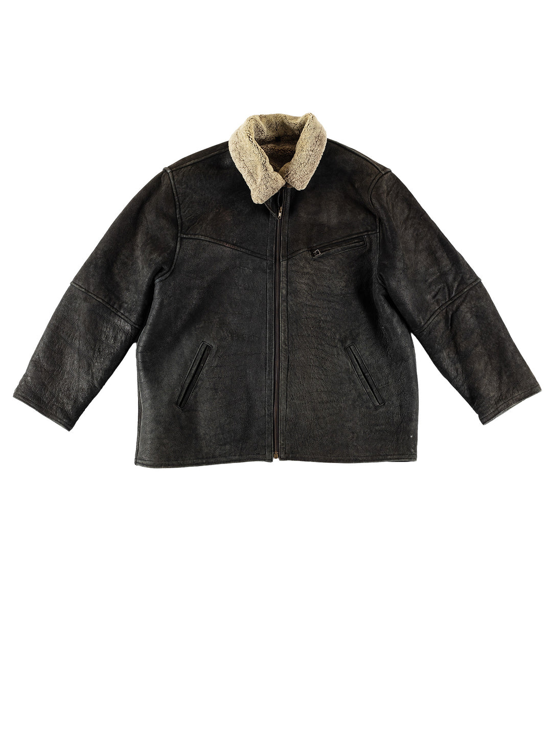 Vintage 80's Men Sheepskin Coat in BlackVN691