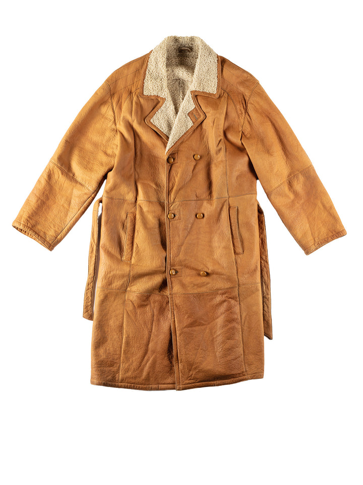 Vintage 80's Men Sheepskin Coat in BrownVN531