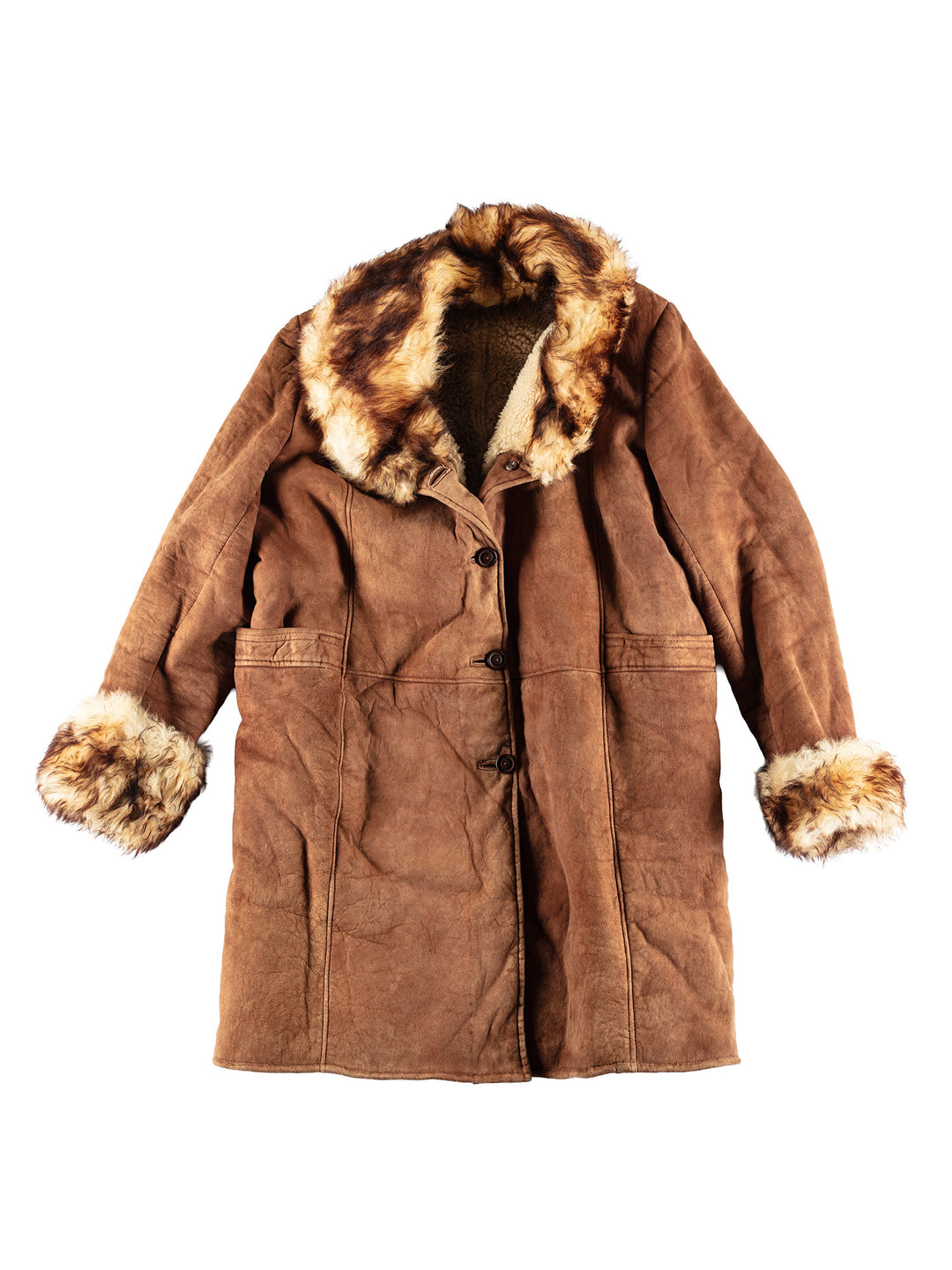 Vintage 80's Women Sheepskin Coat in BrownMN412