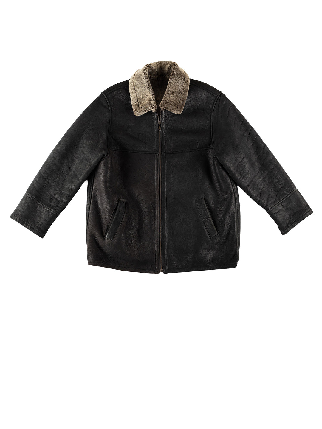 Vintage 80's Men Sheepskin Coat in BlackVN693