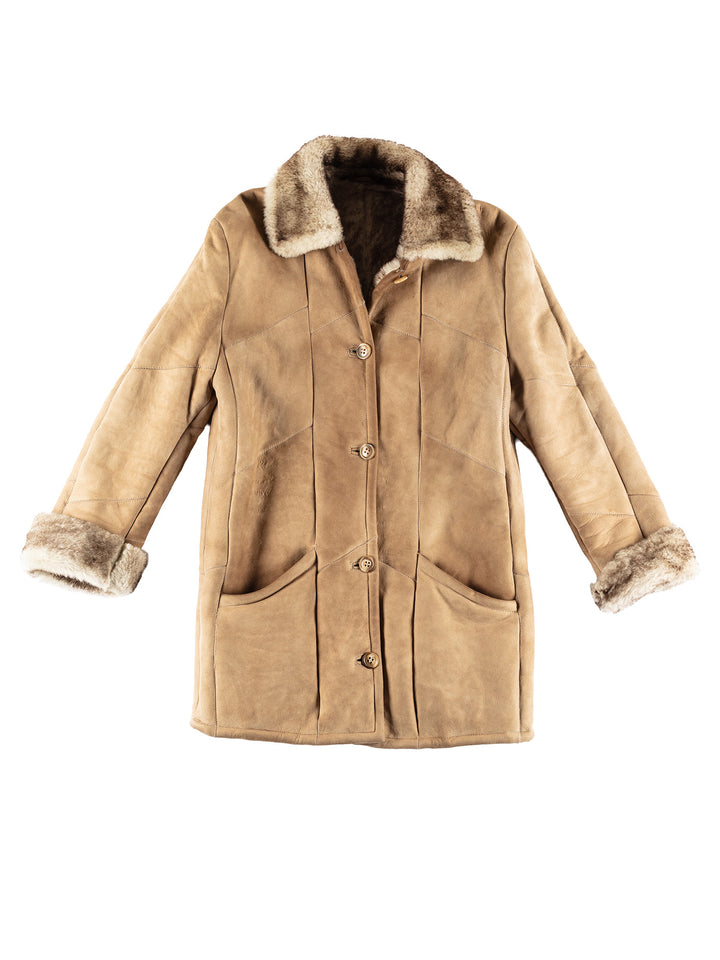 Vintage 70's Women Sheepskin Coat in BeigeMN431