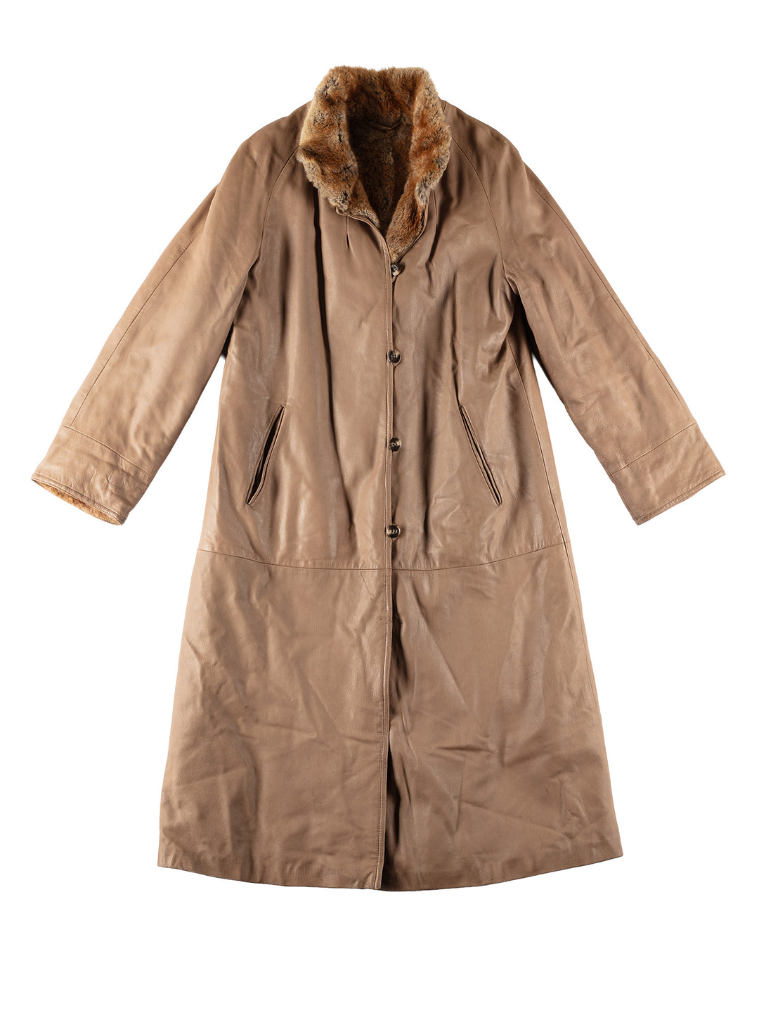 Vintage 80's Women Sheepskin Coat in BeigeMN734