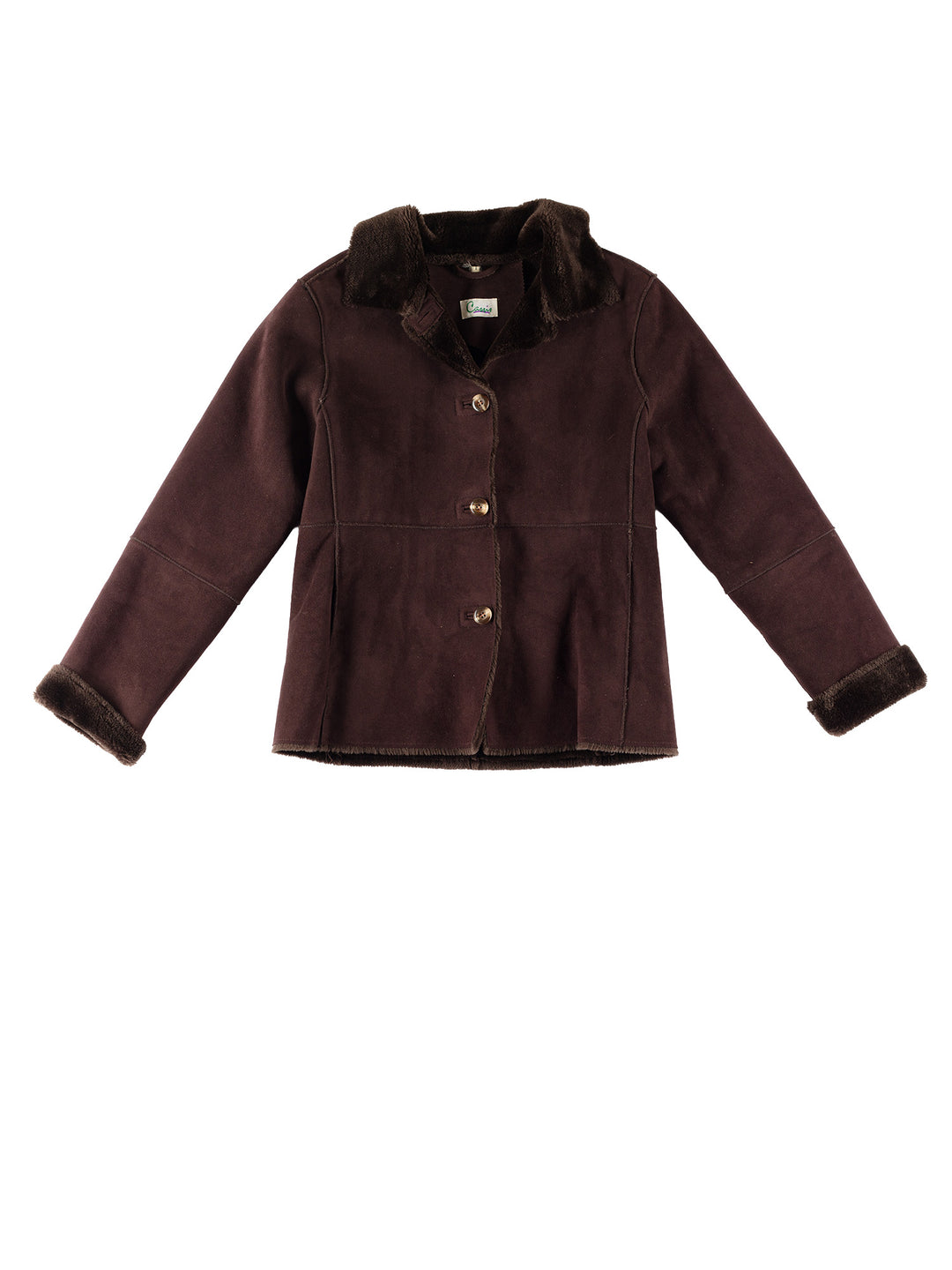 Vintage 80's Women Faux Sheepskin Jacket in BrownMN767
