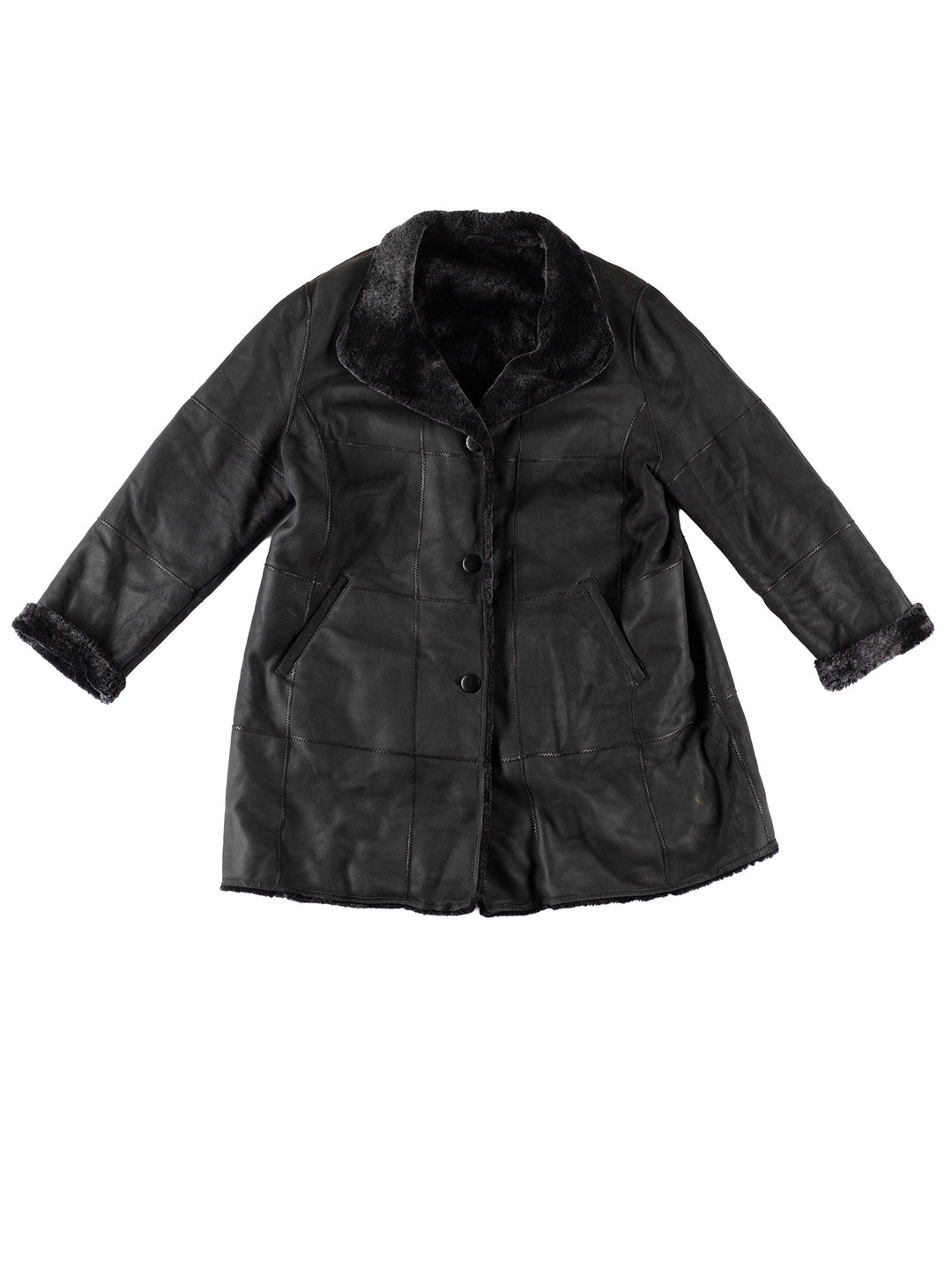 Vintage 80's Women Sheepskin Coat in BlueMN596