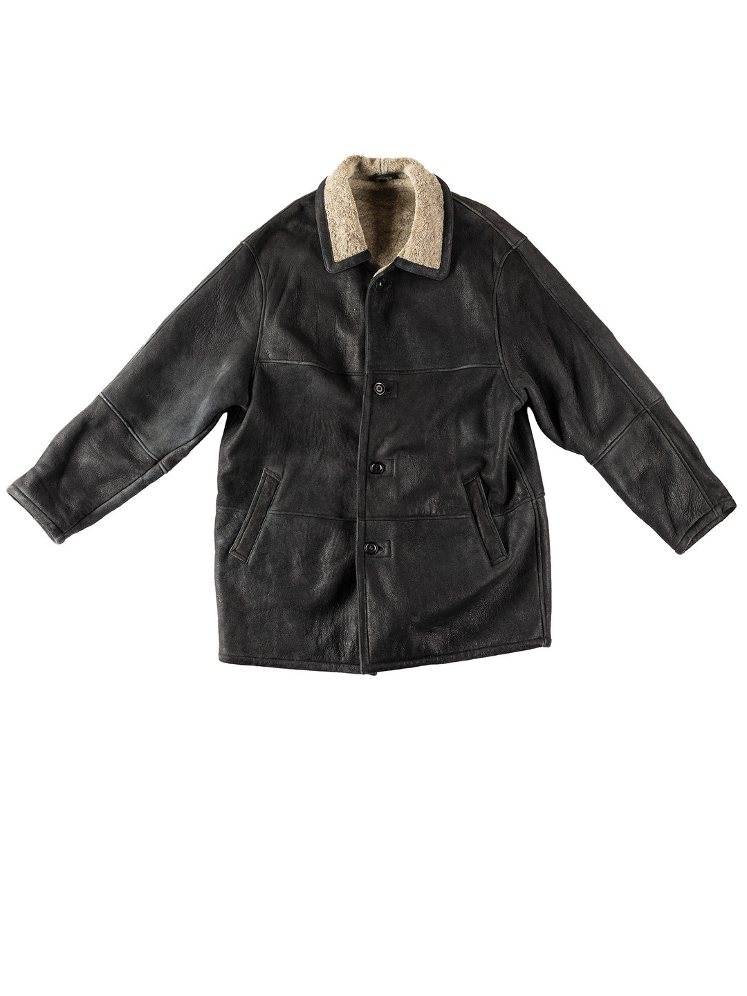 Vintage 80's Men Sheepskin Coat in BlackVN336