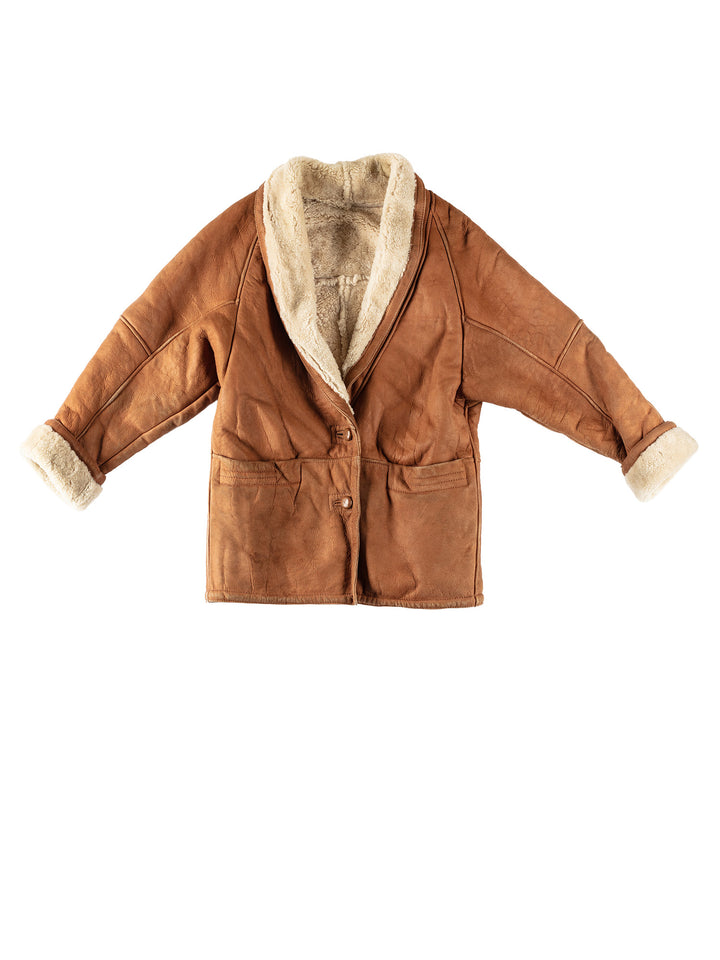 Vintage 80's Women Sheepskin Coat in BrownMN578