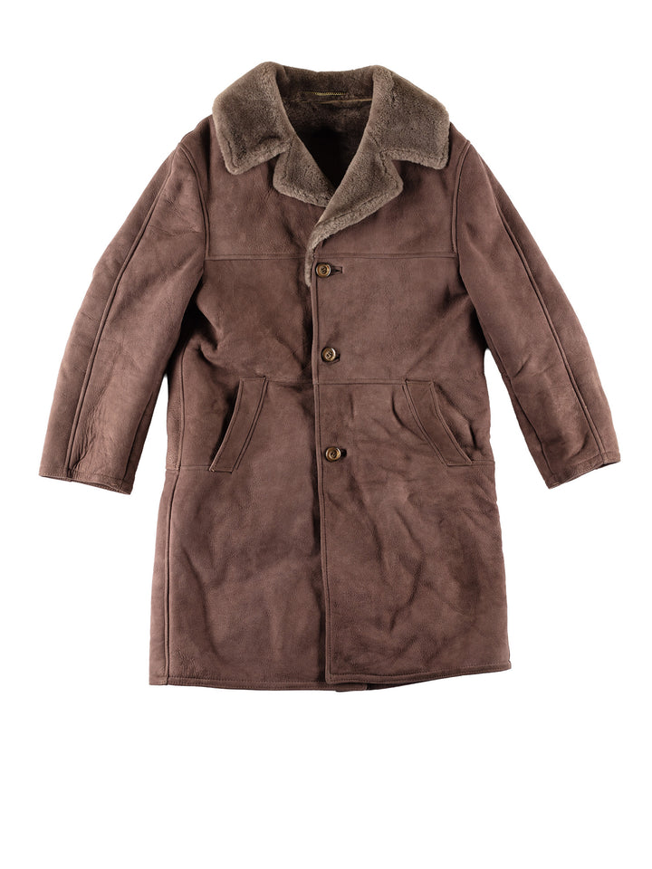 Vintage 80's Men Sheepskin Coat in BrownVN658