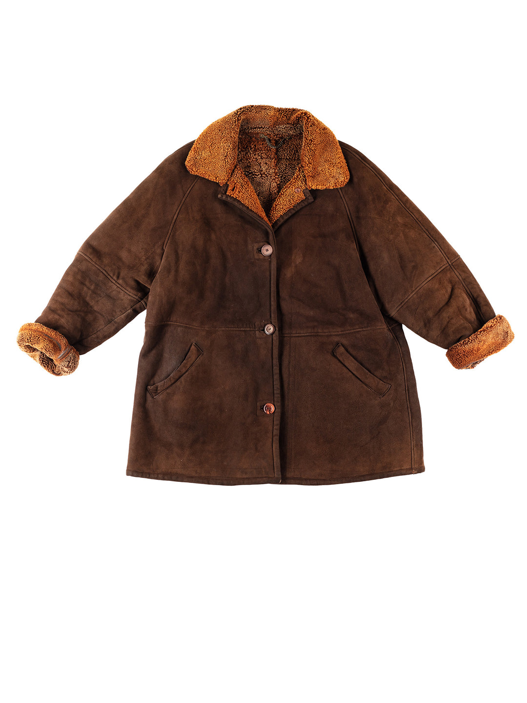 Vintage 80's Women Sheepskin Coat in BrownMN372