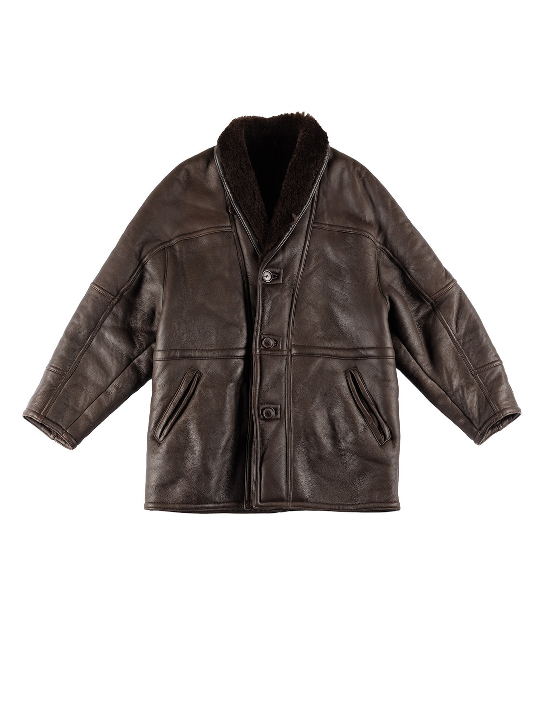 Vintage 80's Men Sheepskin Coat in BrownVN732