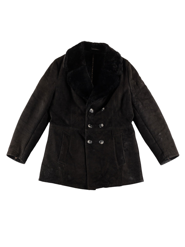 Vintage 70's Men Sheepskin Coat in BlackVN453