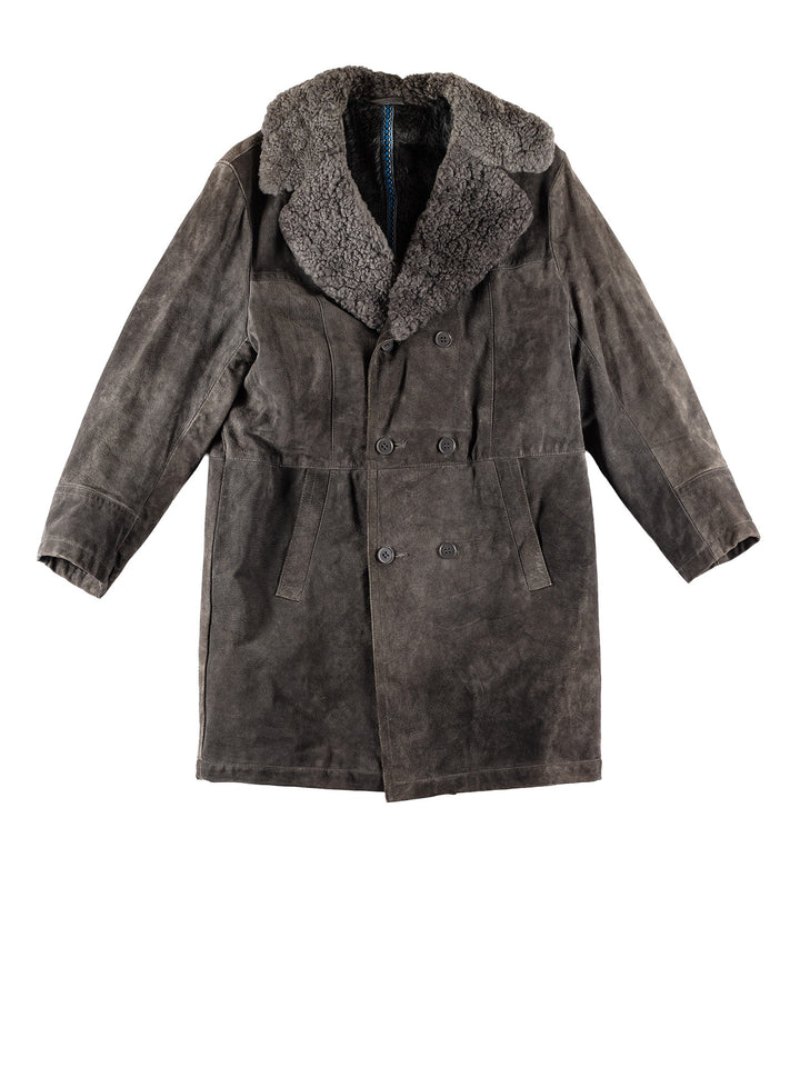 Vintage 70's Men Faux Sheepskin Coat in GrayVN748