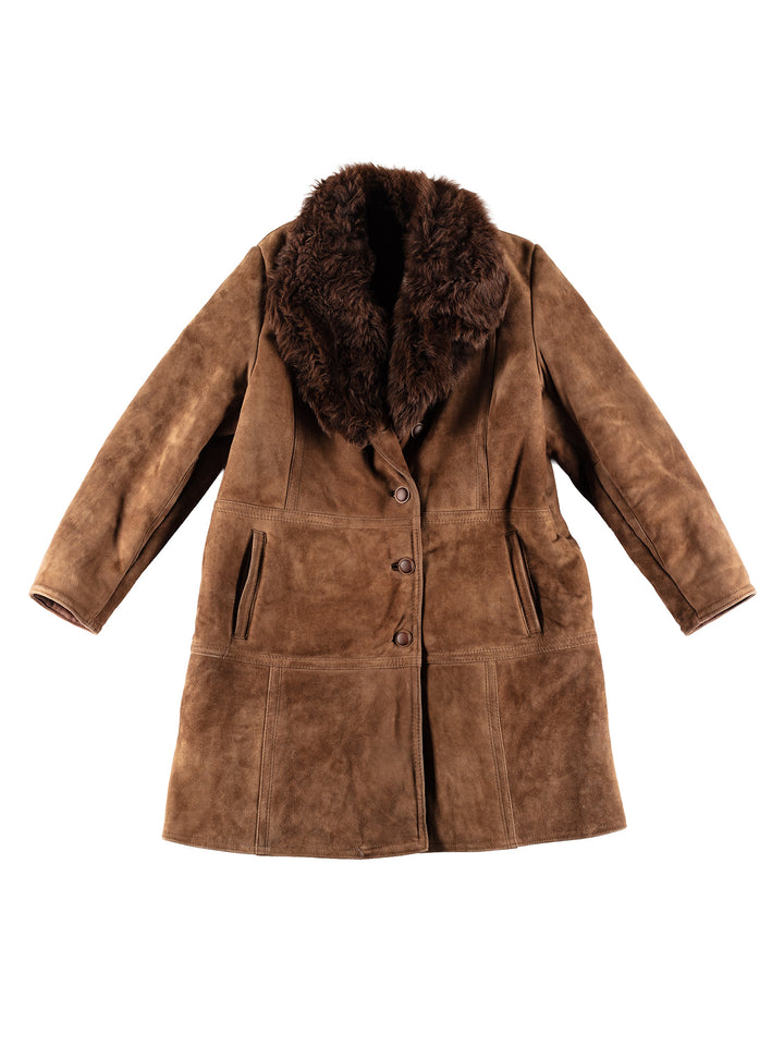 Vintage 80's Women Sheepskin Coat in BrownMN418