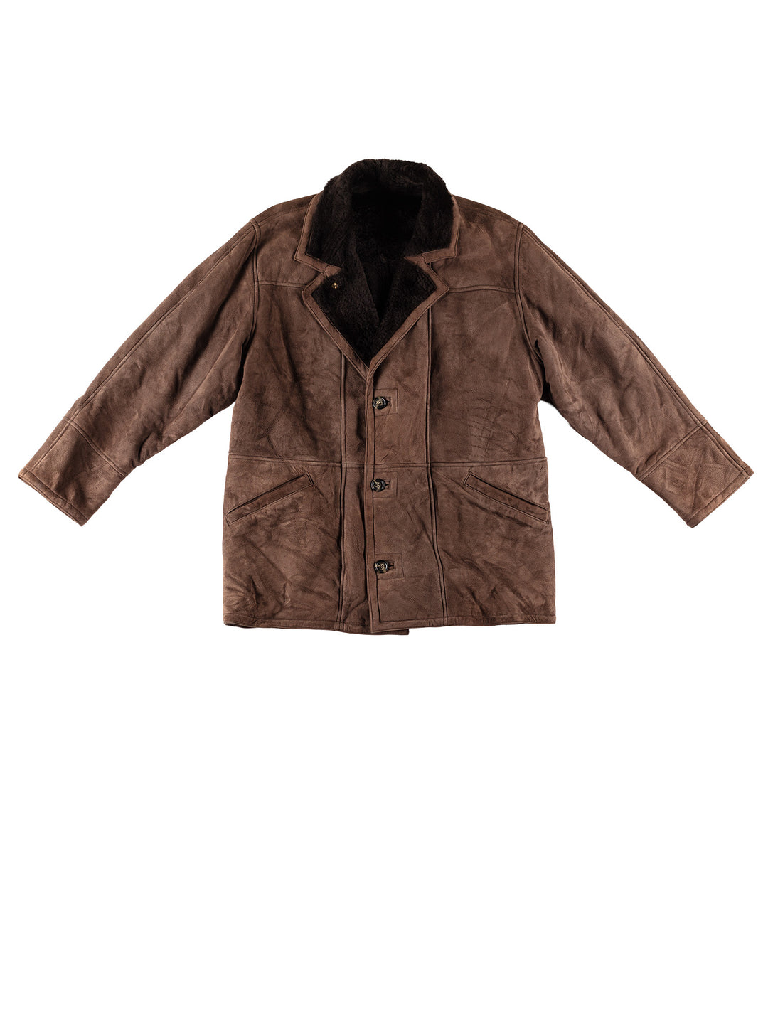 Vintage 80's Men Sheepskin Coat in BrownVN735