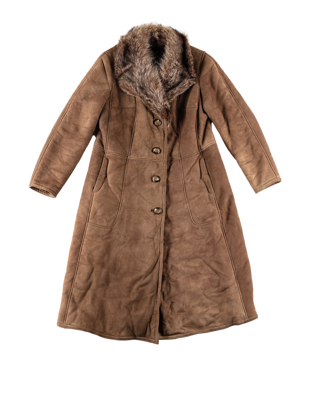 Vintage 70's Women Sheepskin Coat in BrownMN644