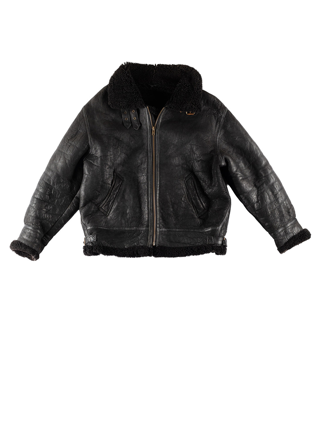 Vintage 80's Men Sheepskin Jacket in BlackVN783
