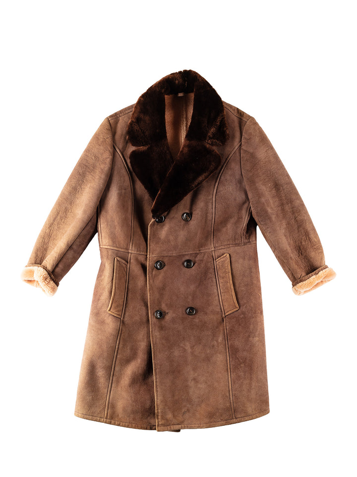 Vintage 70's Men Sheepskin Coat in BrownVN347