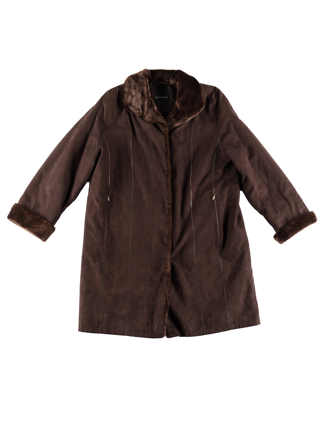 Vintage 80's Women Suede Sherpa Coat in BrownMN385