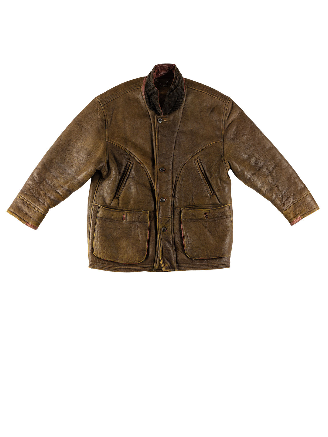 Vintage 80's Men Sheepskin Coat in GreenVN695