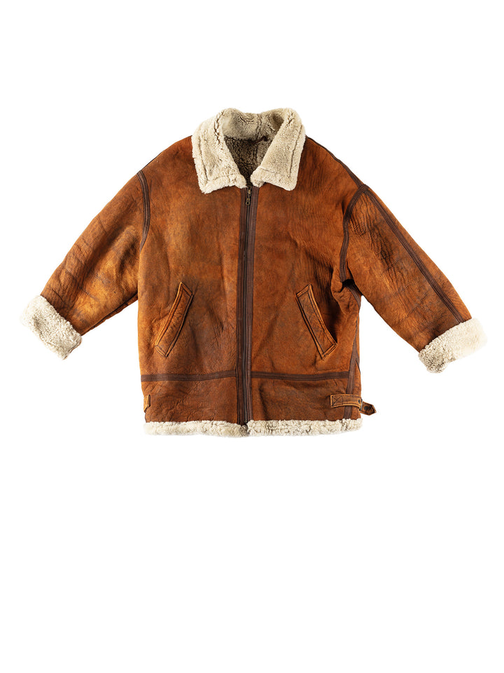 Vintage 80's Women Sheepskin Coat in BrownMN472