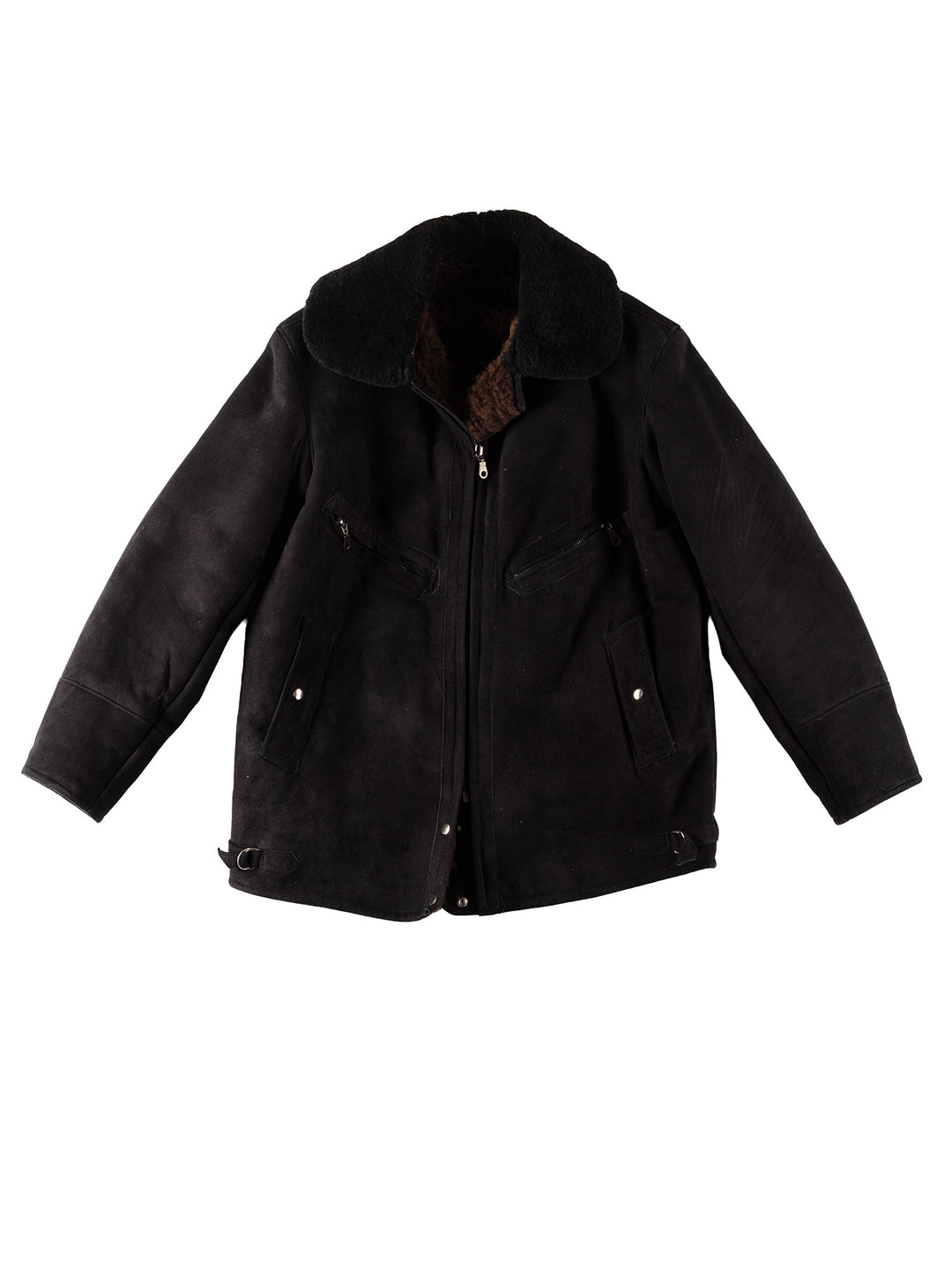 Vintage 80's Men Sheepskin Coat in BlackVN407