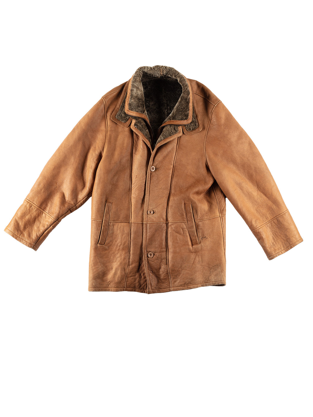 Vintage 80's Men Sheepskin Coat in BrownVN597