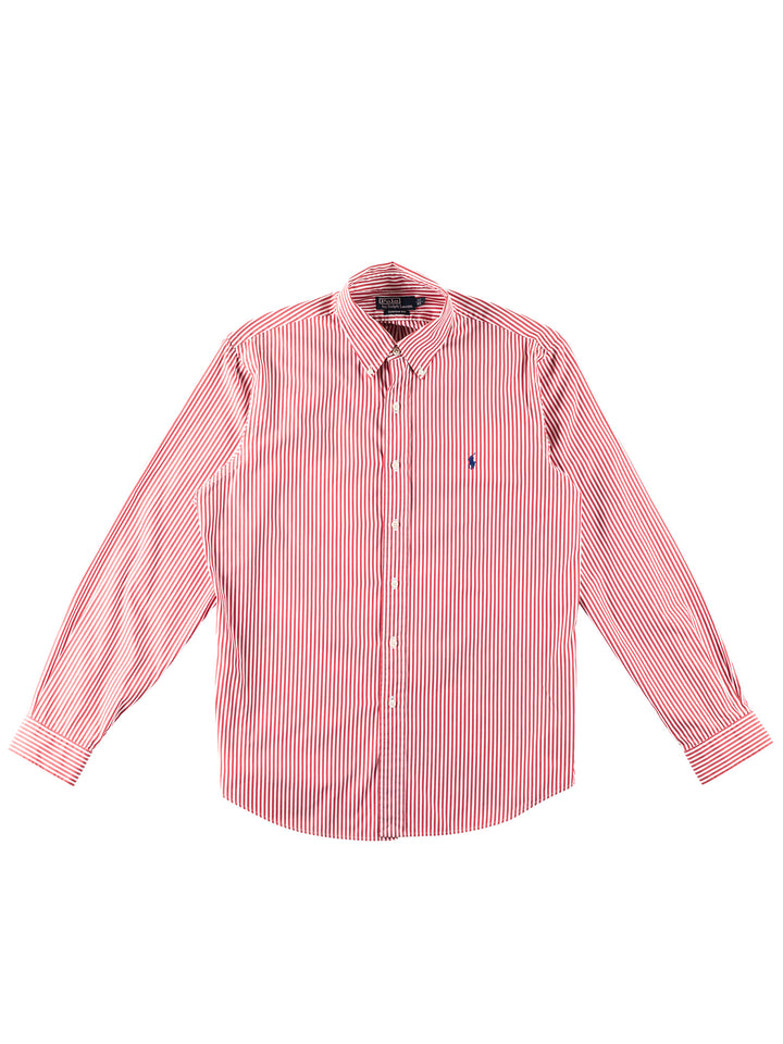 Vintage 90. gadu Vīriešu Ralph Lauren Sarkans Strīpains Krekls 