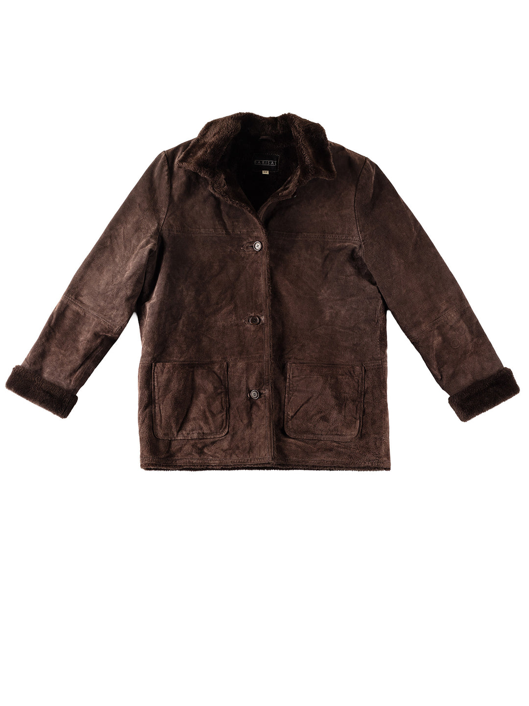 Vintage 80's Women Faux Sheepskin Coat in BrownMN348