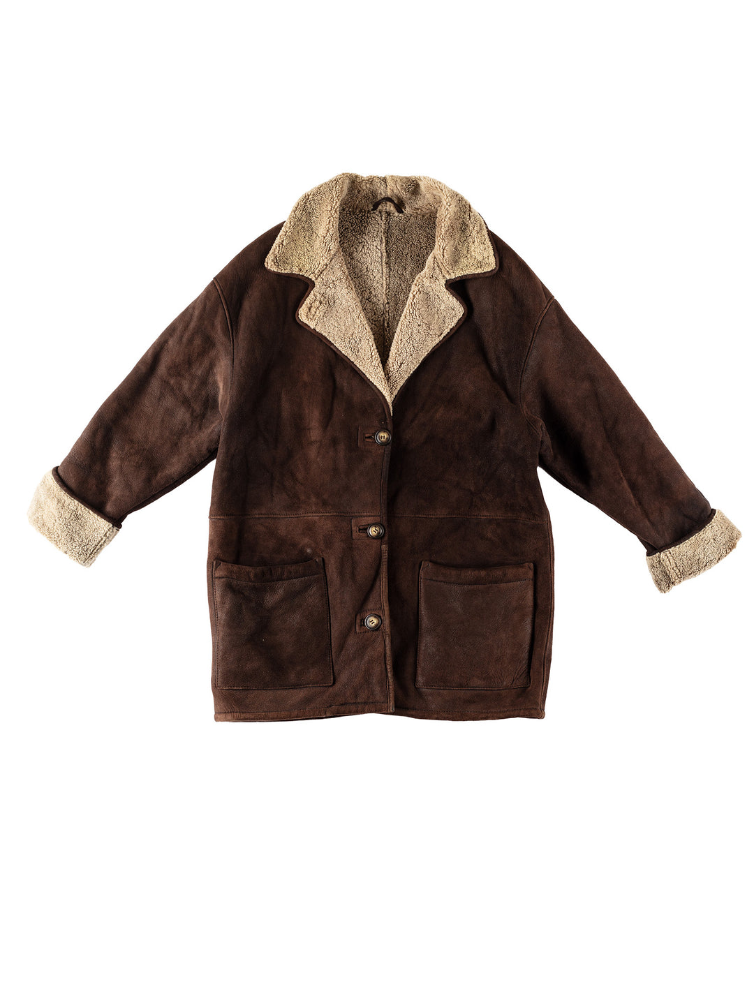 Vintage 80's Women Sheepskin Coat in BrownMN519