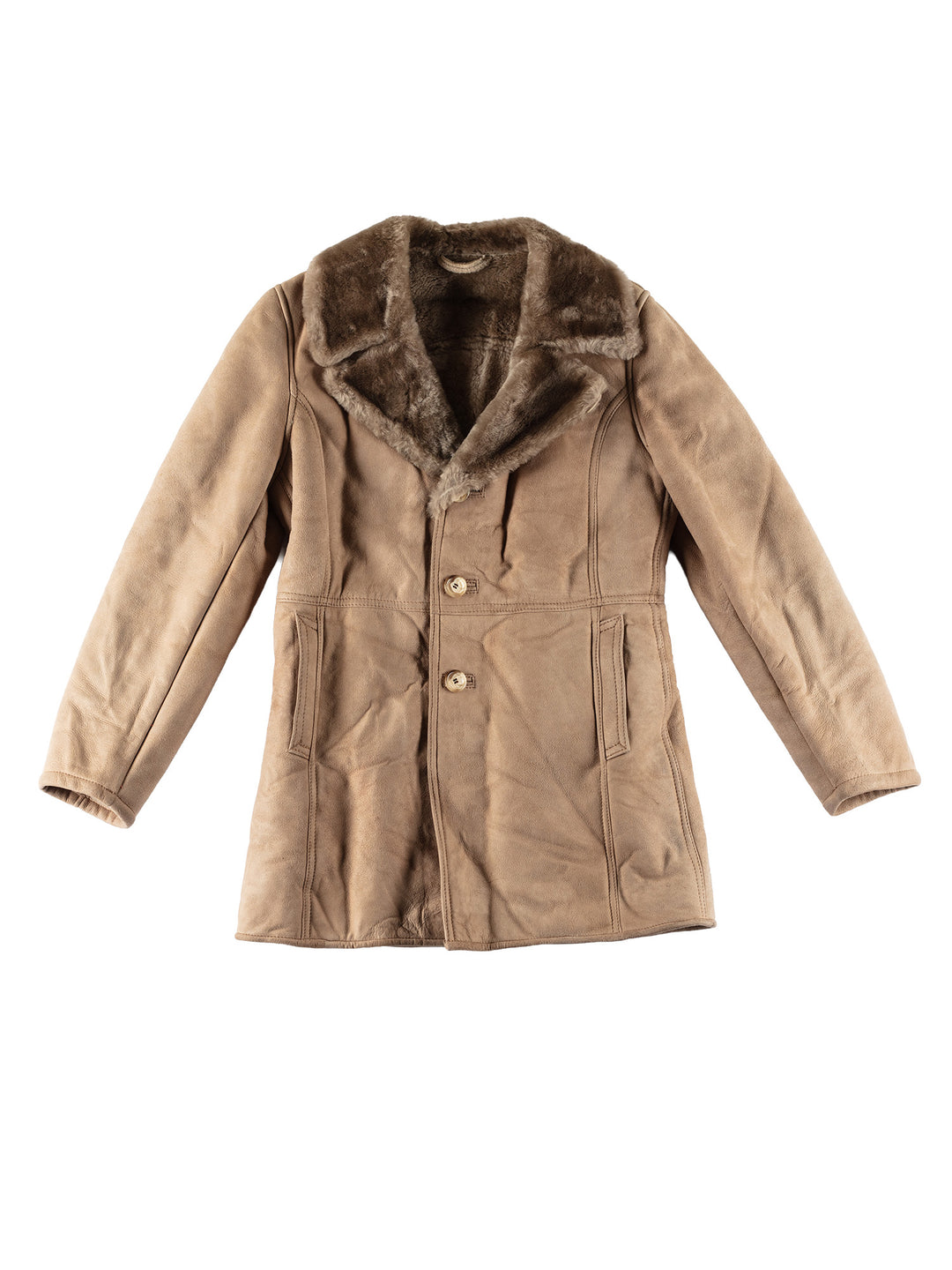 Vintage 70's Men Sheepskin Coat in BeigeVN639