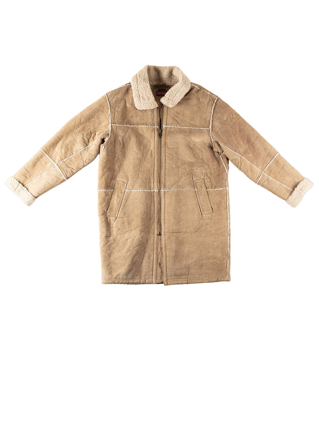 Vintage 90's Men Faux Sheepskin Coat in BeigeVN376