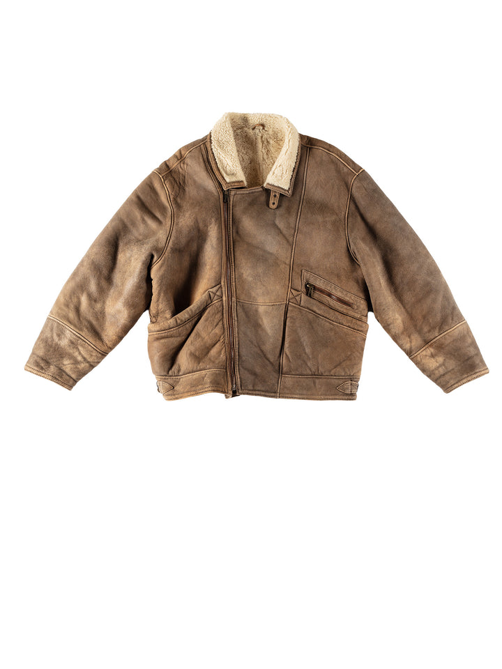 Vintage 80's Men Sheepskin Coat in BrownVN517
