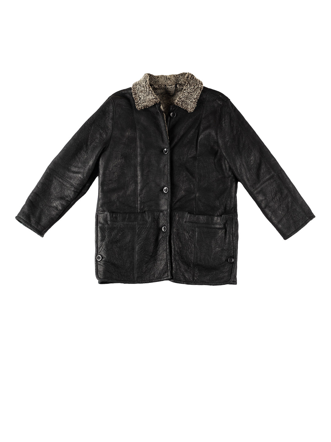 Vintage 90's Women Sheepskin Coat in BlackMN592