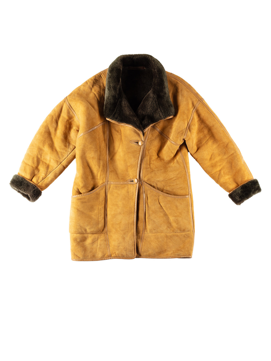 Vintage 70's Women Sheepskin Coat in YellowMN705
