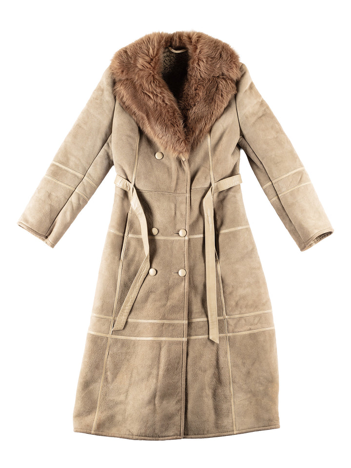 Vintage 70's Women Sheepskin Coat in BeigeMN330