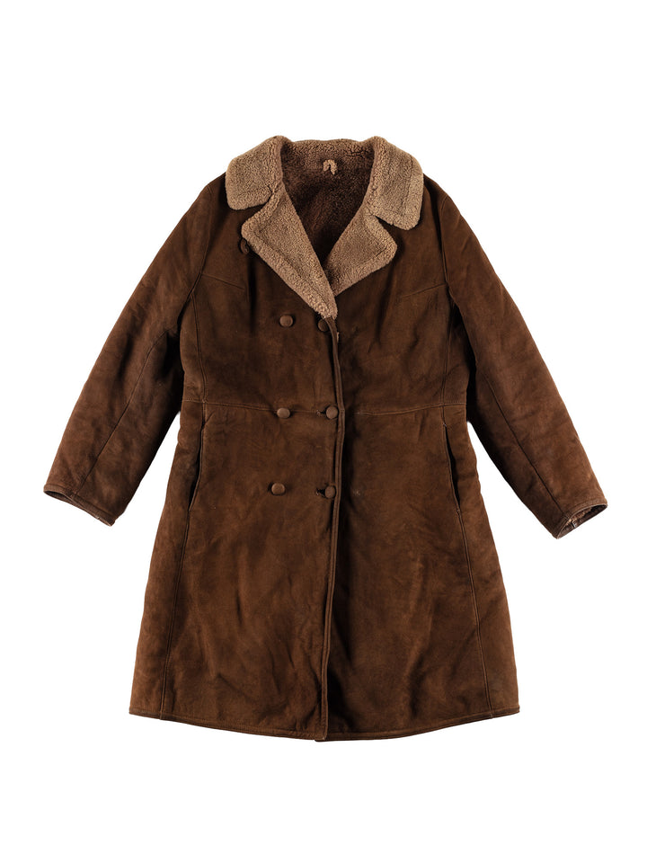 Vintage 80's Women Sheepskin Coat in BrownMN481