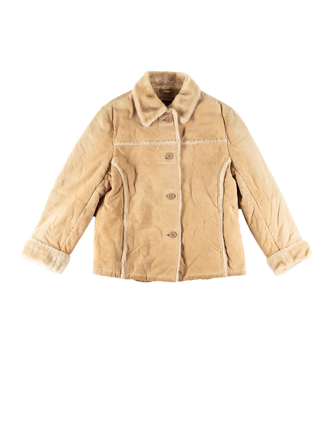 Vintage 80's Women Faux Sheepskin Jacket in BeigeMN650