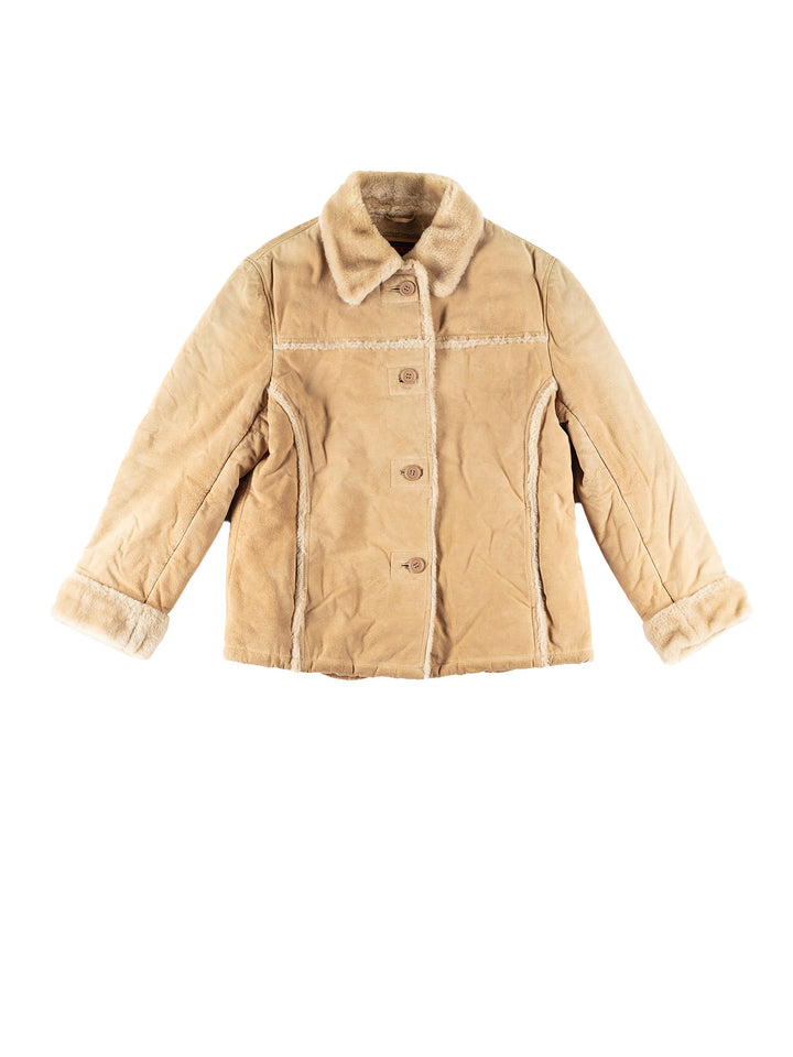 Vintage 80's Women Faux Sheepskin Jacket in BeigeMN650