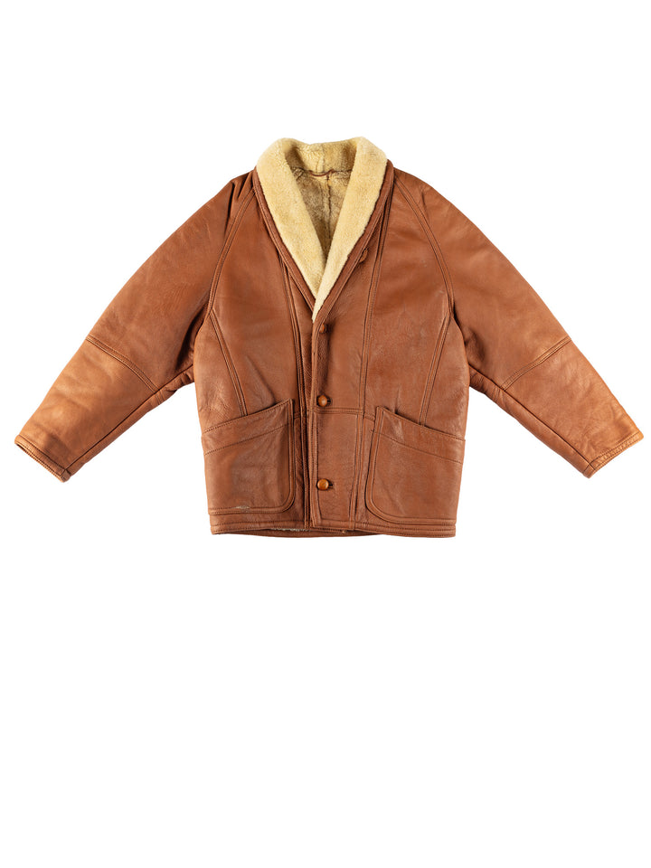 Vintage 80's Men Sheepskin Coat in BrownVN683