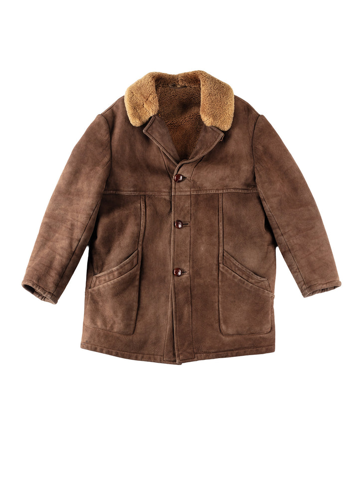 Vintage 80's Men Sheepskin Coat in BrownVN304