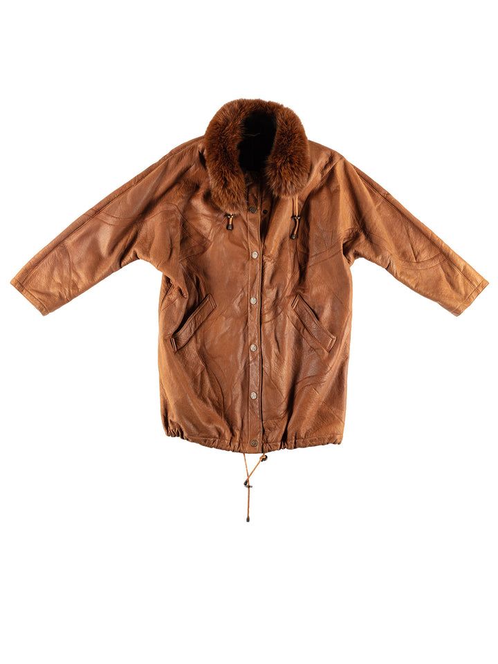 Vintage 80's Women Sheepskin Coat in BrownMN413